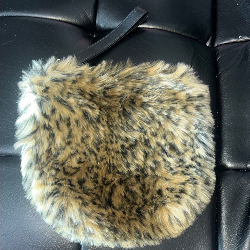 Faux Fur Leopard Print Handbag